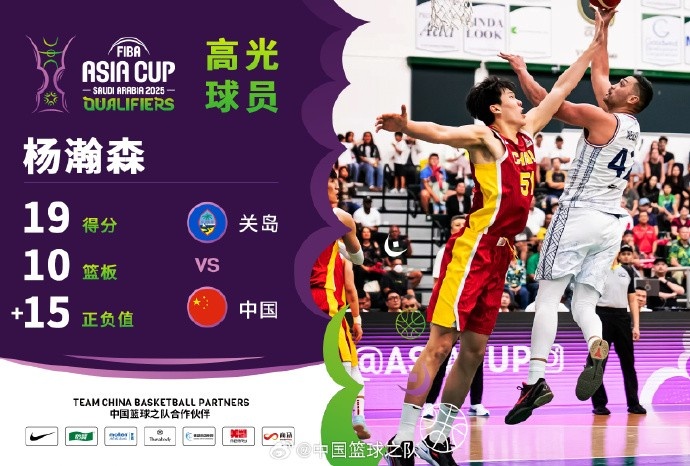 8中7拿到19分9籃板！楊瀚森當(dāng)選中國男籃VS關(guān)島高光球員